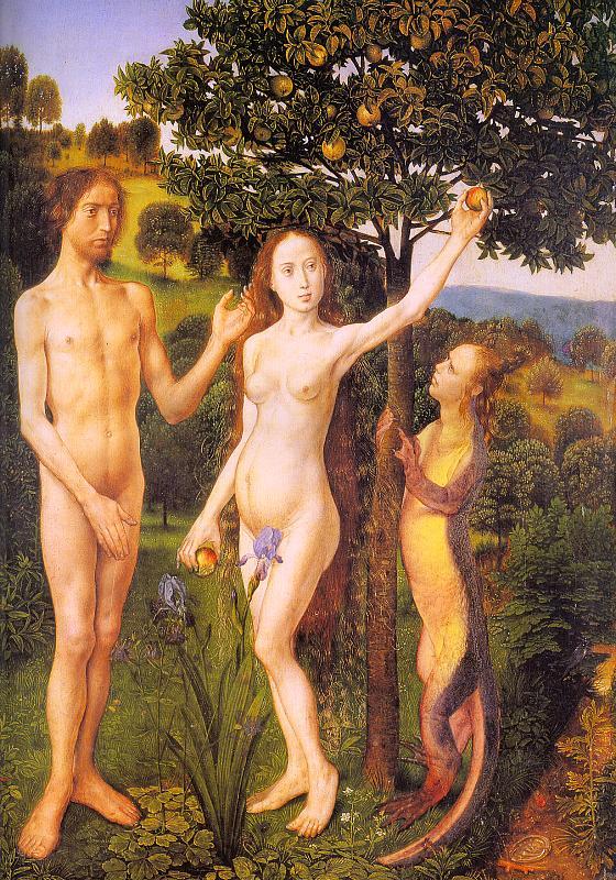 Hugo van der Goes The Fall : Adam and Eve Tempted by the Snake France oil painting art